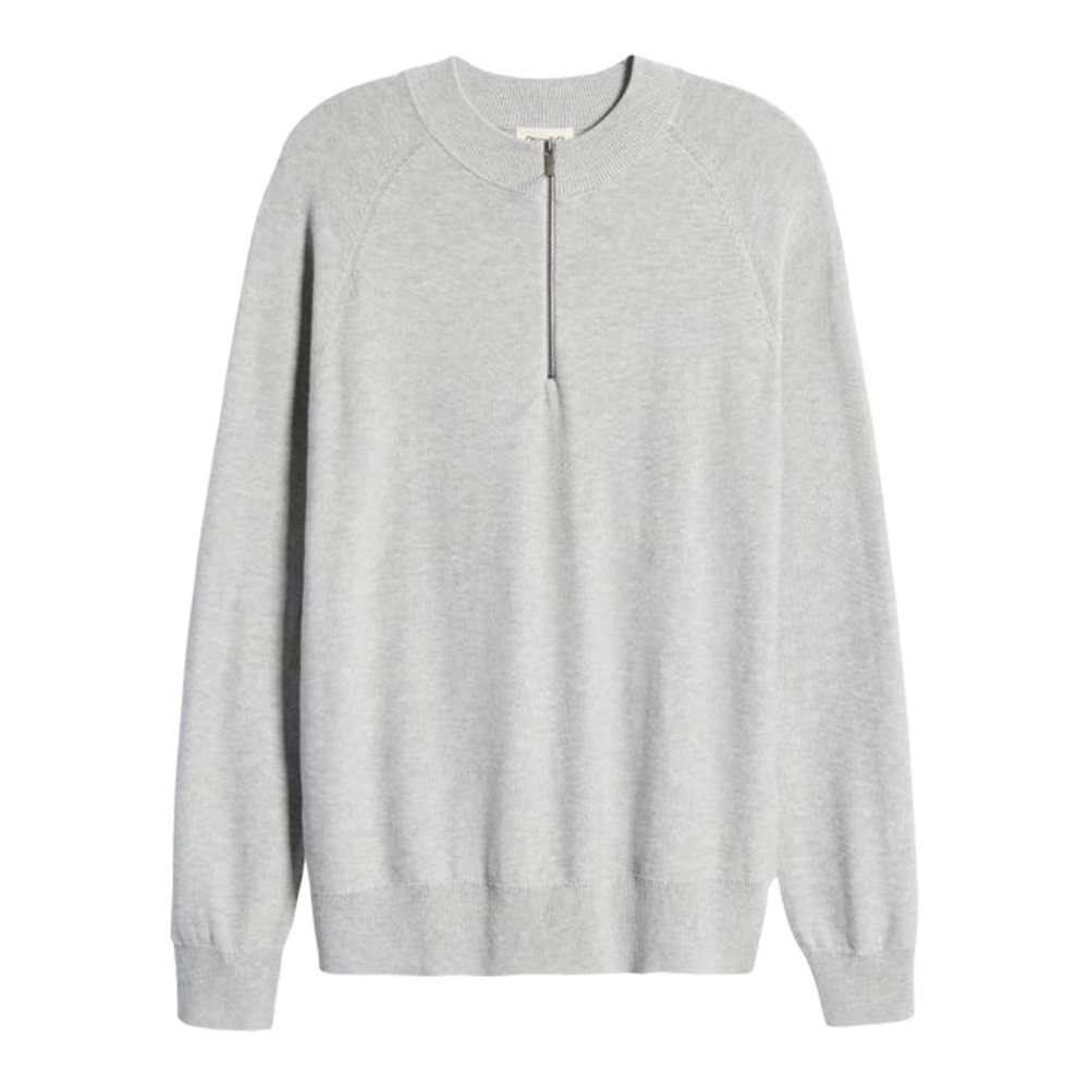 𝅺OPEN Edit Half Zip Mock Neck Sweater in gray